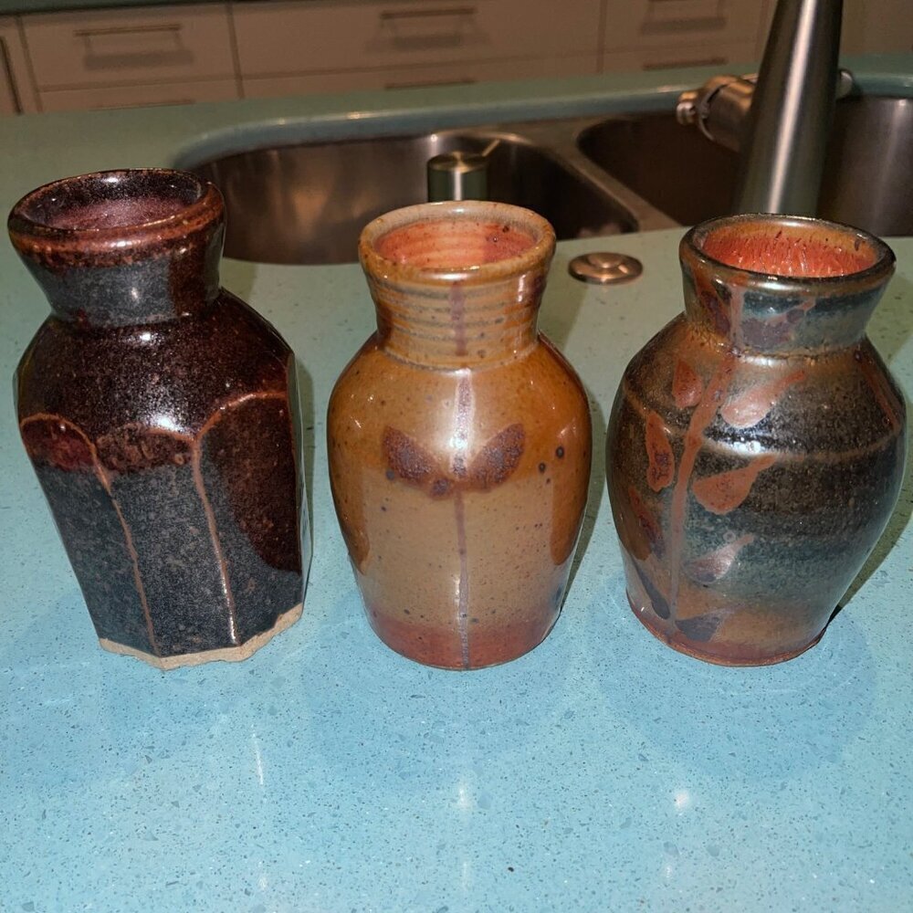 Pottery Vases Set of 3 Handmade Vermont
